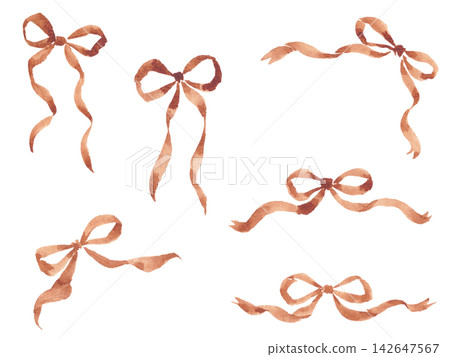 A cute ribbon illustration painted in watercolor. A cute ribbon illustration painted in watercolor. 142647567