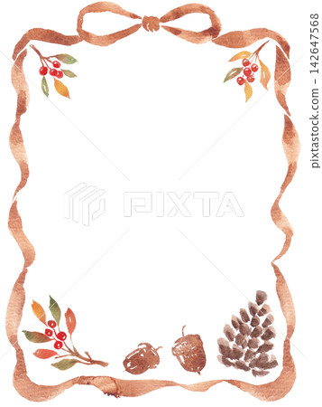 Natural autumn frame painted in watercolor Natural autumn frame painted in watercolor 142647568