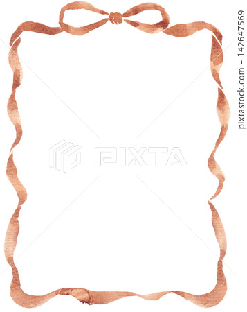 Ribbon frame painted in watercolor Ribbon frame painted in watercolor 142647569