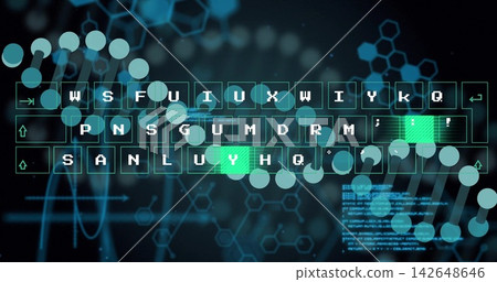 Showing outlined keyboard centered in virtual UI, highlighting teal keys, touch nodes, hex mesh Showing outlined keyboard centered in virtual UI, highlighting teal keys, touch nodes, hex mesh 142648646