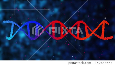 Vertical video: Glowing DNA helix unfolding after particle burst across navy bokeh, with circuits Vertical video: Glowing DNA helix unfolding after particle burst across navy bokeh, with circuits 142648662