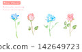 A beautiful watercolor vector illustration of pink and blue roses. 142649723