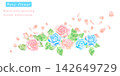Beautiful pink and blue rose vector illustration painted in watercolor. 142649729