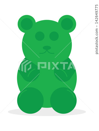 Cute Green Gummy Bear Candy Character Flat Illustration Isolated on White 142649775