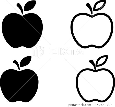Four apple silhouettes with leaves against Vector Design Four apple silhouettes with leaves against Vector Design 142649798