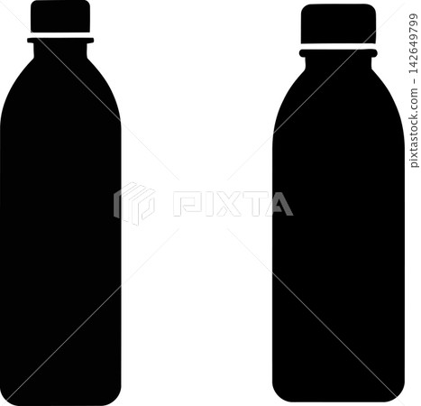 Black silhouette of two plastic bottles with caps Vector Design 142649799