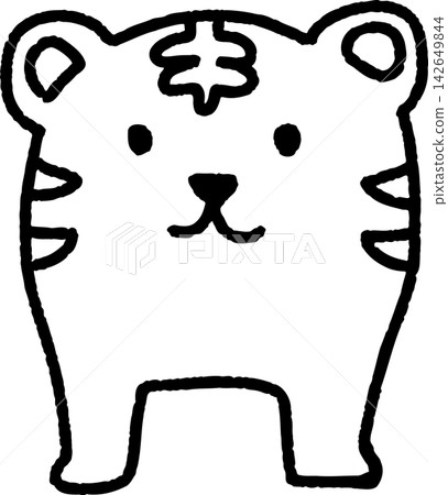 可愛又輕鬆的線條藝術風格老虎插畫 142649844