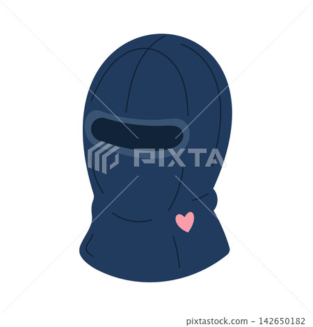 Dark blue ski balaclava face mask with heart accent illustration for winter outdoor sports apparel Dark blue ski balaclava face mask with heart accent illustration for winter outdoor sports apparel 142650182