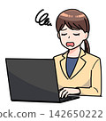 A woman who is having trouble working on a computer 142650222