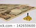 The image of asset value and asset management using Japanese yen and gold bars. 142650600