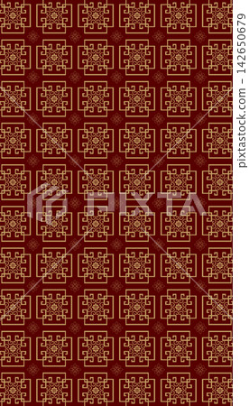 A red design with a rich golden Chinese geometric pattern A red design with a rich golden Chinese geometric pattern 142650679