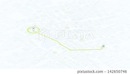Simple Green Route Path Between Two Points on Minimalist Map 142650746