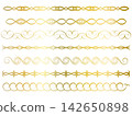 A luxurious gold curved decorative border 142650898