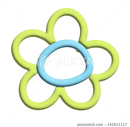3D green and blue flower outline for embossed plants, tree, floral print, nature, garden, spring time, summer vibes, blossom, blooming, outdoors, home, house, yard, picnic, shirt print, pin, brooch 142651117