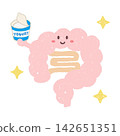 A cute intestine holding yogurt An illustration of a cute intestine holding yogurt 142651351