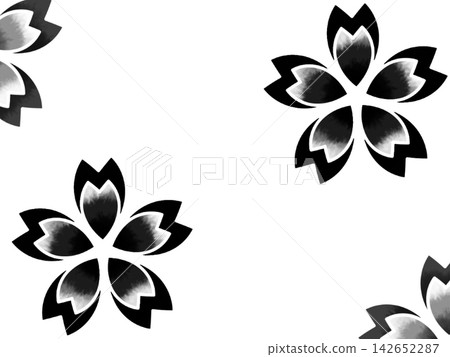 Japanese sakura cherry blossom diagonal seamless pattern in black watercolor stencil style isolated on white background. Minimalist floral pattern with empty space. Japanese sakura cherry blossom diagonal seamless pattern in black watercolor stencil style isolated on white background. Minimalist floral pattern with empty space. 142652287