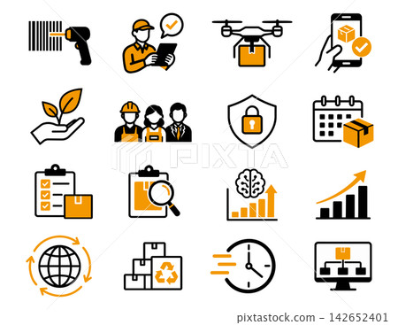 Icon set for logistics DX and AI logistics Icon set for logistics DX and AI logistics 142652401