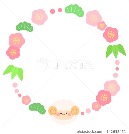 可愛的羊年圓形裝飾相框 可愛的羊年圓形裝飾相框 142652451