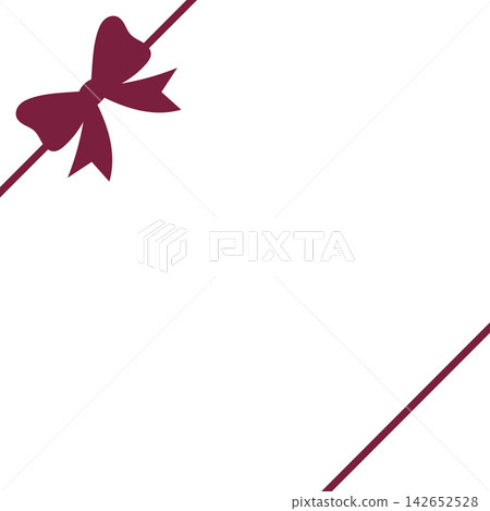 Burgundy Ribbon Bow with Diagonal Crossing Lines. Minimal Elegant Gift Wrap Decoration with Large Copy Space for Invitation, Greeting Card, Sale Banner, Packaging and Holiday Design. Burgundy Ribbon Bow with Diagonal Crossing Lines. Minimal Elegant Gift Wrap Decoration with Large Copy Space for Invitation, Greeting Card, Sale Banner, Packaging and Holiday Design. 142652528