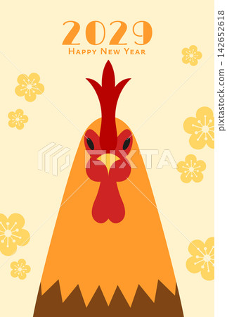 Zodiac rooster vertical greeting card vector with flowers Zodiac rooster vertical greeting card vector with flowers 142652618