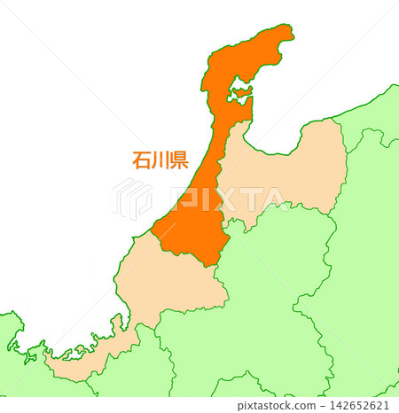 石川縣,石川縣,北陸地區,含縣名,純橙色 石川縣,石川縣,北陸地區,含縣名,純橙色 142652621
