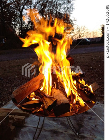A campfire at dusk — a healing flame A campfire at dusk — a healing flame 142652699