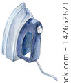 Watercolor illustration, hand-drawn illustration, steam iron 142652821