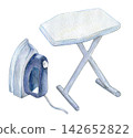 Watercolor illustration, hand-drawn illustration, steam iron 142652822