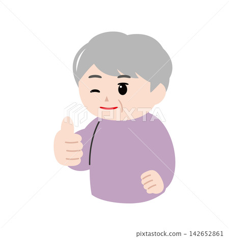 一幅老婦人豎起大拇指的插圖。 一幅老婦人豎起大拇指的插圖。 142652861
