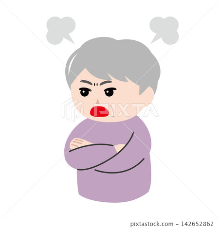 一幅老婦人憤怒抗議的插圖。 一幅老婦人憤怒抗議的插圖。 142652862