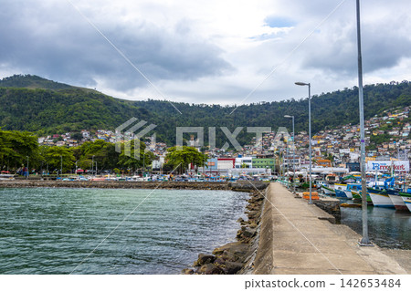 Panorama of tropical beach seascape in Angra dos Reis Brazil. Panorama of tropical beach seascape in Angra dos Reis Brazil. 142653484