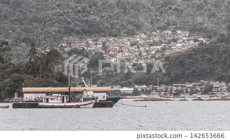 Panorama of tropical port pier in Angra dos Reis Brazil. 142653666