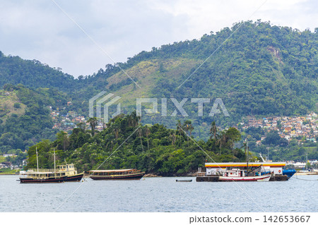 Panorama of tropical port pier in Angra dos Reis Brazil. Panorama of tropical port pier in Angra dos Reis Brazil. 142653667