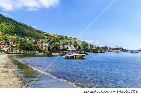 Panorama of tropical beach seascape in Angra dos Reis Brazil. Panorama of tropical beach seascape in Angra dos Reis Brazil. 142653709