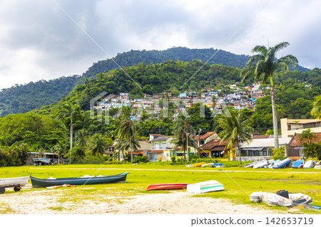 Panorama of tropical beach seascape in Angra dos Reis Brazil. 142653719