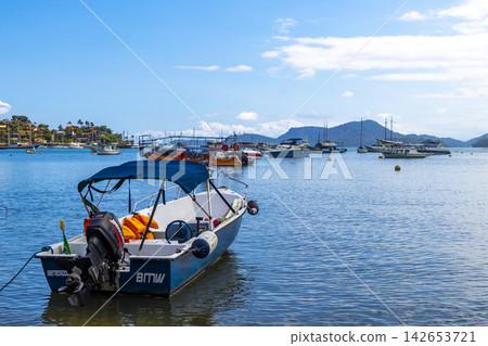 Panorama of tropical port pier in Angra dos Reis Brazil. Panorama of tropical port pier in Angra dos Reis Brazil. 142653721