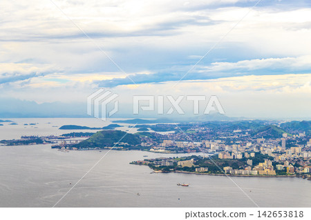 Rio de Janeiro Brazil Panorama View Sea Beach Mountains Sunrise. Rio de Janeiro Brazil Panorama View Sea Beach Mountains Sunrise. 142653818