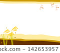 Paper-cut style frame of pampas grass and dragonflies 142653957