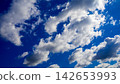 scattered white clouds on a deep blue sky dome 142653993