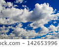 dense white and gray clouds filling the whole blue sky 142653996