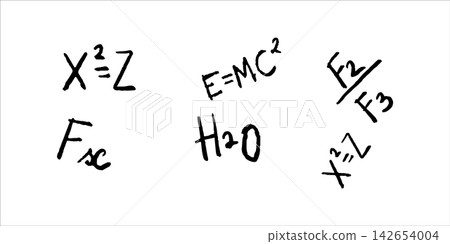 Scientific Formulas in Hand Drawn Doodle Style for Back to school design Scientific Formulas in Hand Drawn Doodle Style for Back to school design 142654004