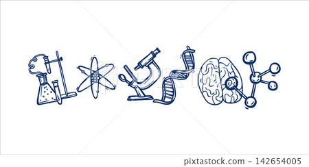 Scientific Icons and Symbol with Hand Drawn Doodle Style for Education Design Scientific Icons and Symbol with Hand Drawn Doodle Style for Education Design 142654005