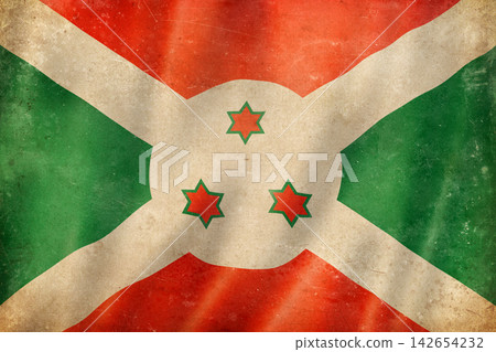 Old vintage flag of Burundi, worn and stained 142654232