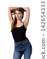 Slavic beauty in black top posing confidently 142654333