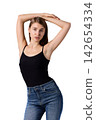 Slavic beauty in black top posing confidently 142654334