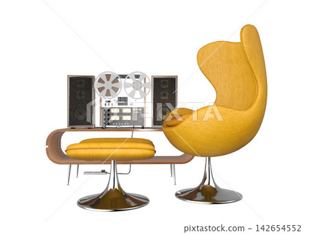 3D Retro egg chair furniture set with sound system 3D Retro egg chair furniture set with sound system 142654552
