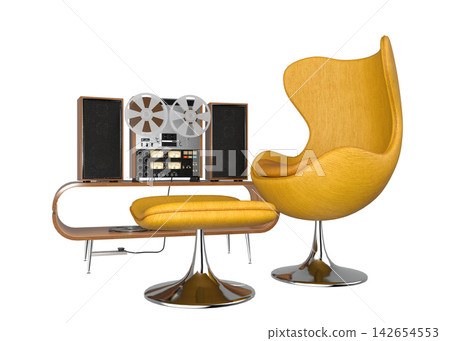 3D Retro egg chair furniture set with sound system 3D Retro egg chair furniture set with sound system 142654553