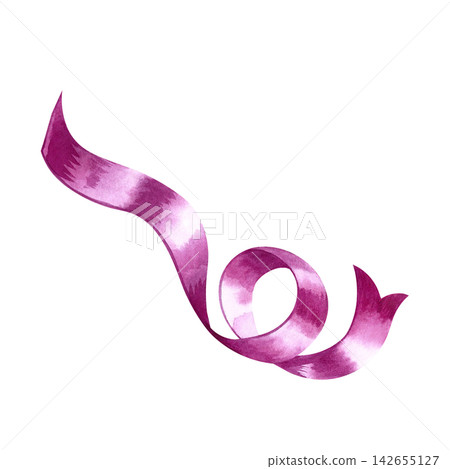 Pink ribbon. Hand drawn watercolor illustration. A versatile element for designing invitations, greetings, cards, labels and packaging, holiday decor, and much more. Pink ribbon. Hand drawn watercolor illustration. A versatile element for designing invitations, greetings, cards, labels and packaging, holiday decor, and much more. 142655127