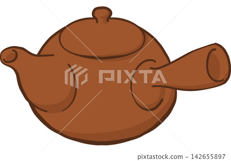 Illustration of a brown teapot on a transparent background Illustration of a brown teapot on a transparent background 142655897