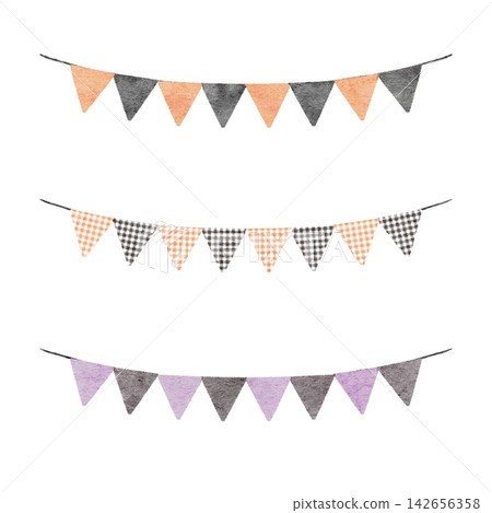 Colorful Halloween-colored garland Colorful Halloween-colored garland 142656358